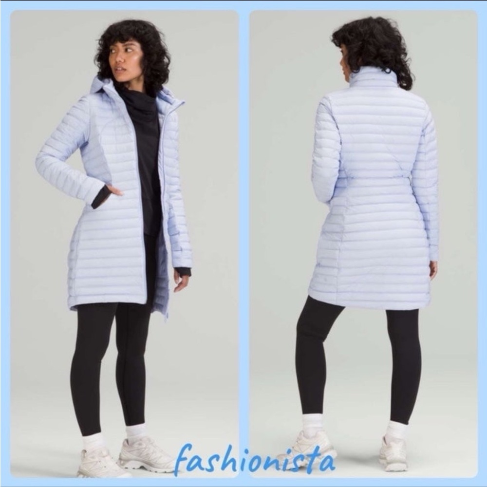 Lululemon Pack It Down Long Jacket Blue Linen sz.12